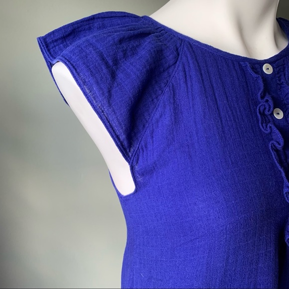 Girl's Du Pareil au même Blue "Mintrobe" Cap Sleeve Shift Dress - Picture 6 of 10